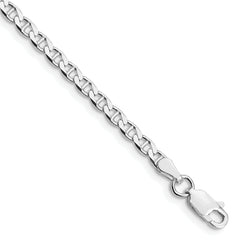 Sterling Silver Rhodium-plated 3.15mm D/C Flat Anchor Curb Chain Anklet