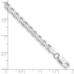Sterling Silver Rhodium-plated 4.0mm D/C Flat Anchor Curb Chain
