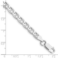 Sterling Silver Rhodium-plated 5.7mm D/C Flat Anchor Curb Chain