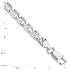 Sterling Silver Rhodium-plated 6.5mm D/C Flat Anchor Curb Chain