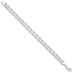Sterling Silver Rhodium-plated 8.25mm D/C Flat Anchor Curb Chain