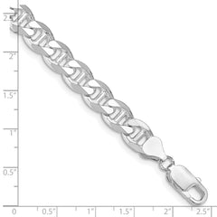 Sterling Silver Rhodium-plated 8.25mm D/C Flat Anchor Curb Chain