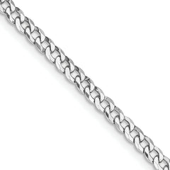 Sterling Silver Rhodium-plated 3.2mm Beveled Curb Chain