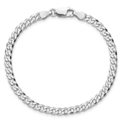 Sterling Silver Rhodium-plated 4mm Beveled Curb Chain