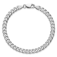 Sterling Silver Rhodium-plated 5mm Beveled Curb Chain