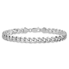 Sterling Silver Rhodium-plated 7mm Beveled Curb Chain