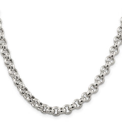 Sterling Silver 7.75mm Semi-solid Rolo Chain