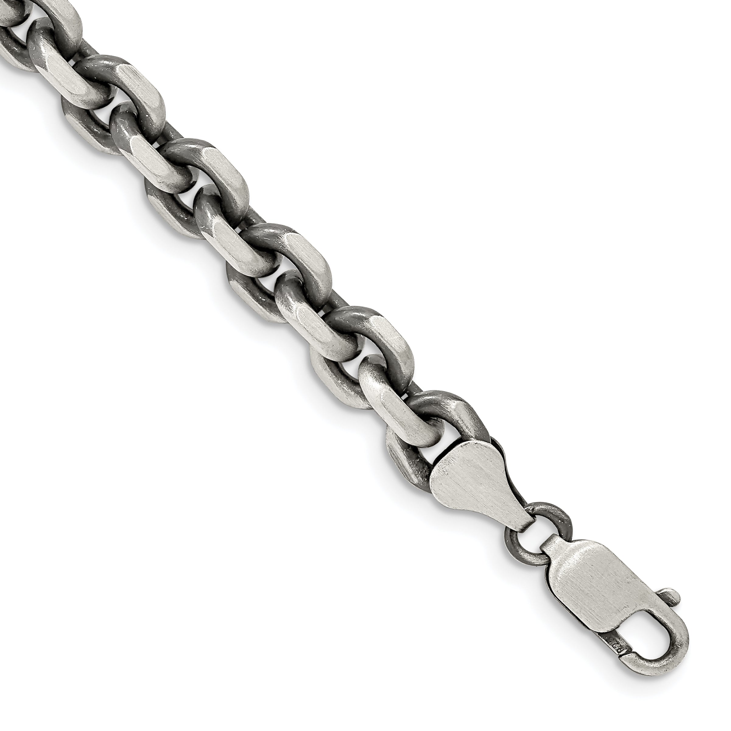 Sterling Silver Antiqued 7.0mm D/C Elongated Open Link Chain