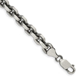 Sterling Silver Antiqued 7.0mm D/C Elongated Open Link Chain