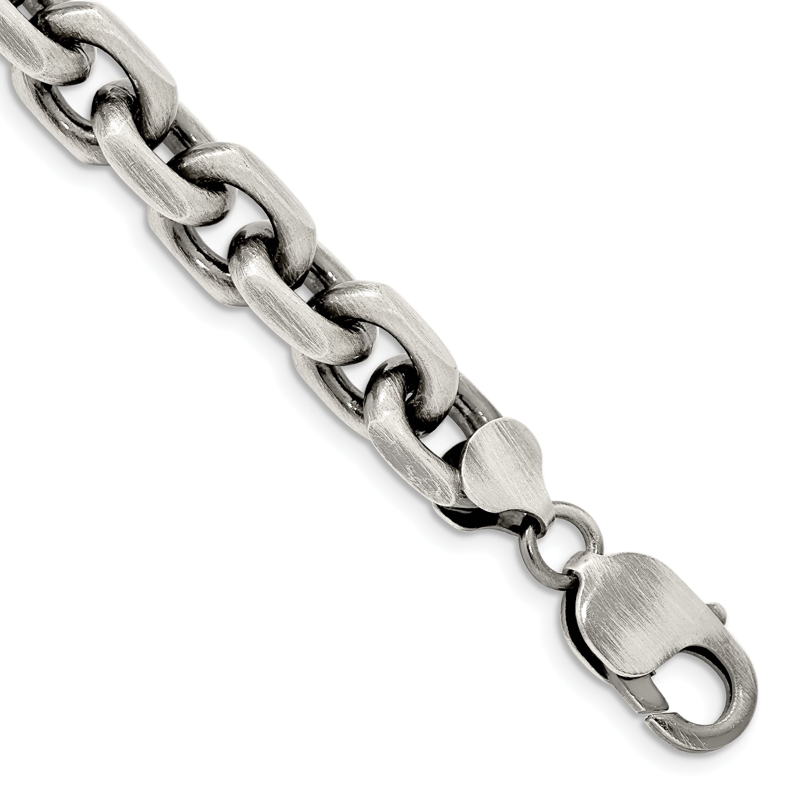 Sterling Silver Antiqued 8.6mm D/C Elongated Open Link Chain