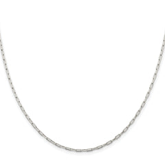 Sterling Silver Rhodium-plated 2mm Elongated Open Link Chain