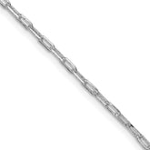 Sterling Silver Rhodium-plated 2mm Elongated Open Link Chain