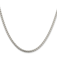 Sterling Silver Rhodium-plated 3.6mm Round Box Chain