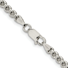 Sterling Silver Rhodium-plated 3.6mm Round Box Chain