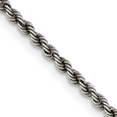 Sterling Silver Ruthenium-plated 2.3mm Rope Chain