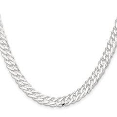Sterling Silver 7.75mm 6 Side D/C Flat Double Curb Chain