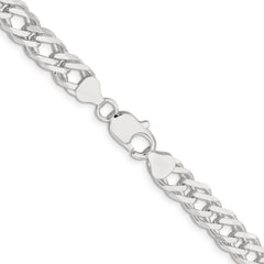 Sterling Silver 7.75mm 6 Side D/C Flat Double Curb Chain
