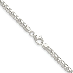 Sterling Silver Rhodium-plated Polished 4mm Round Box Chain