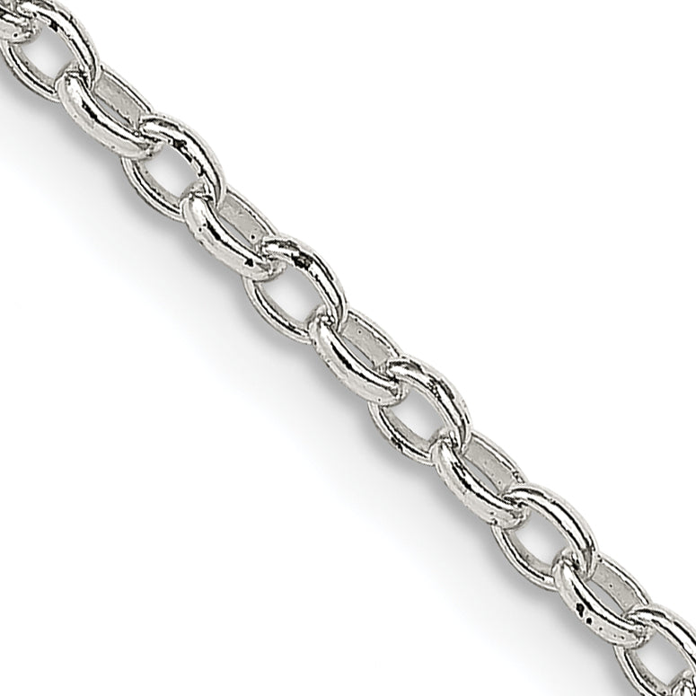 Sterling Silver 1.6mm Oval Fancy Rolo Chain With 4in ext.