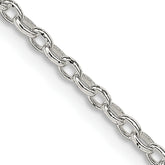 Sterling Silver 1.6mm Oval Fancy Rolo Chain With 4in ext.