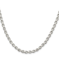 Sterling Silver Rhodium-plated 4mm Diamond-cut Rolo Chain
