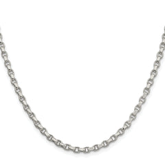 Sterling Silver Rhodium-plated 3.5mm Diamond-cut Rolo Chain