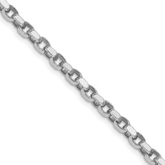 Sterling Silver Rhodium-plated 3.5mm Diamond-cut Rolo Chain