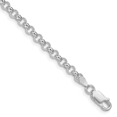 Sterling Silver Rhodium-plated 4mm Rolo Chain
