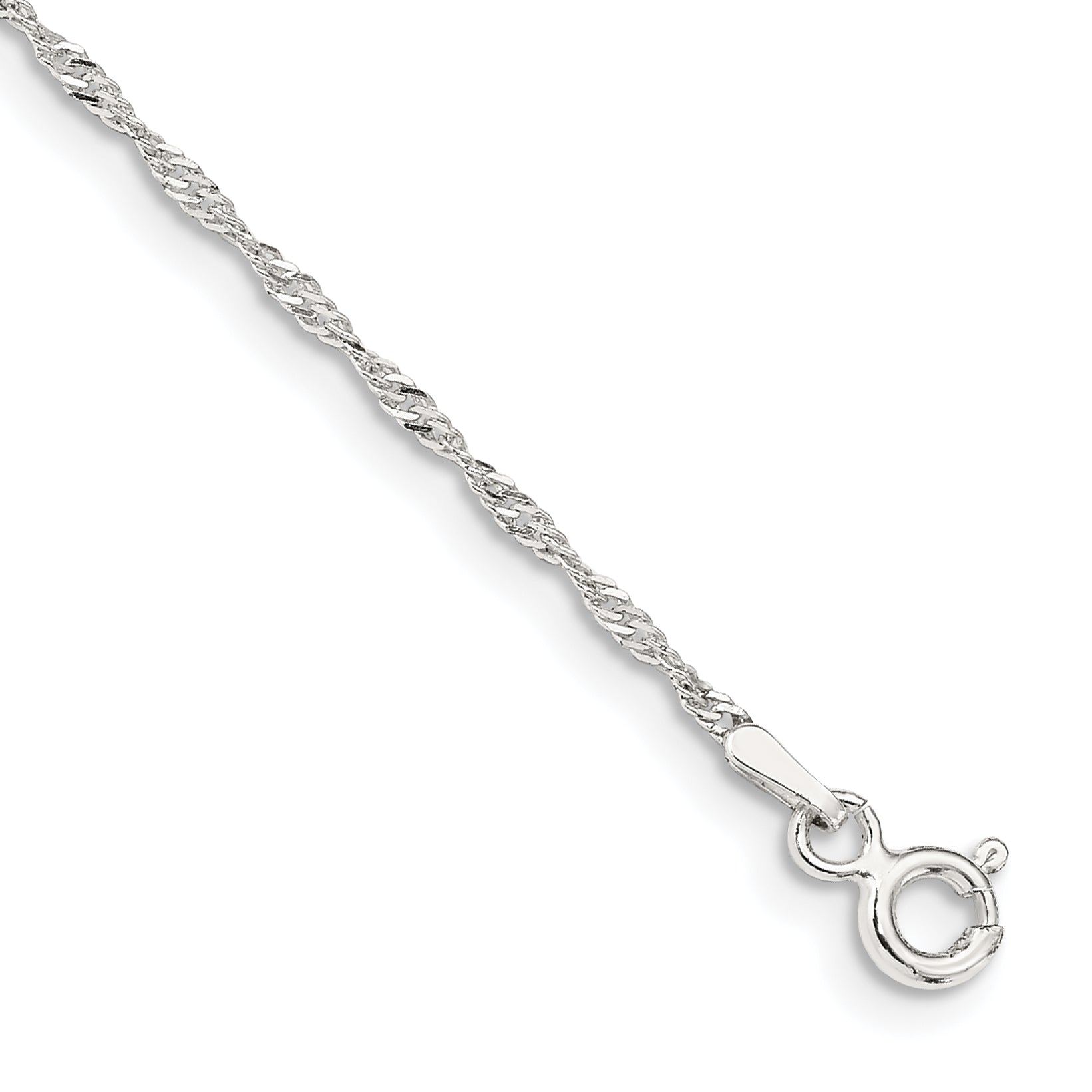 Sterling Silver 1.4mm Singapore Chain Anklet