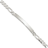 Sterling Silver Figaro Link ID Bracelet