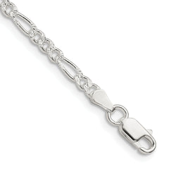 Sterling Silver 3mm Pav‚ Flat Figaro Chain