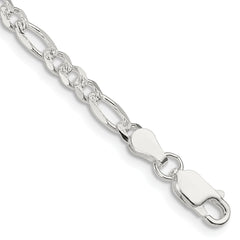 Sterling Silver 4mm Pav‚ Flat Figaro Chain