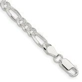 Sterling Silver 4.3mm Pav‚ Flat Figaro Chain