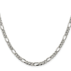 Sterling Silver Rhodium-plated 4.3mm Pav‚ Flat Figaro Chain