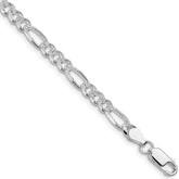 Sterling Silver Rhodium-plated 4.3mm Pav‚ Flat Figaro Chain