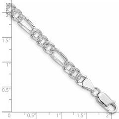 Sterling Silver Rhodium-plated 5.5mm Pav‚ Flat Figaro Chain