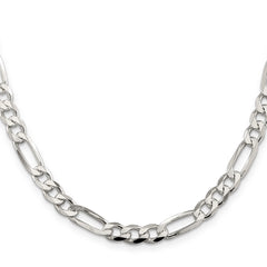 Sterling Silver 7.0mm Pav‚ Flat Figaro Chain
