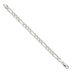 Sterling Silver 7.0mm Pav‚ Flat Figaro Chain