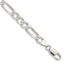 Pavé Flat Figaro Chain in Sterling Silver, 7mm, 7–30 Inch - Sophia Jewelers
