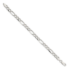 Sterling Silver 7.25mm Pave Flat Figaro Chain