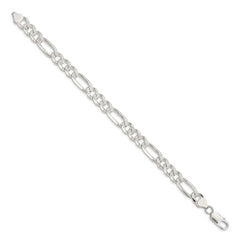 Sterling Silver 8mm Pave Flat Figaro Chain