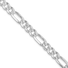 Sterling Silver Rhodium-plated 8mm Pav‚ Flat Figaro Chain