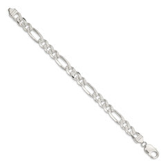 Sterling Silver 11.0mm Pav‚ Flat Figaro Chain