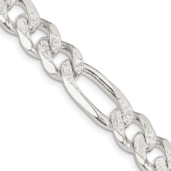 Sterling Silver 11.0mm Pav‚ Flat Figaro Chain
