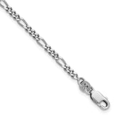Sterling Silver Rhodium-plated 2.5mm Figaro Chain