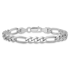 Sterling Silver Rhodium-plated 6.5mm Figaro Chain