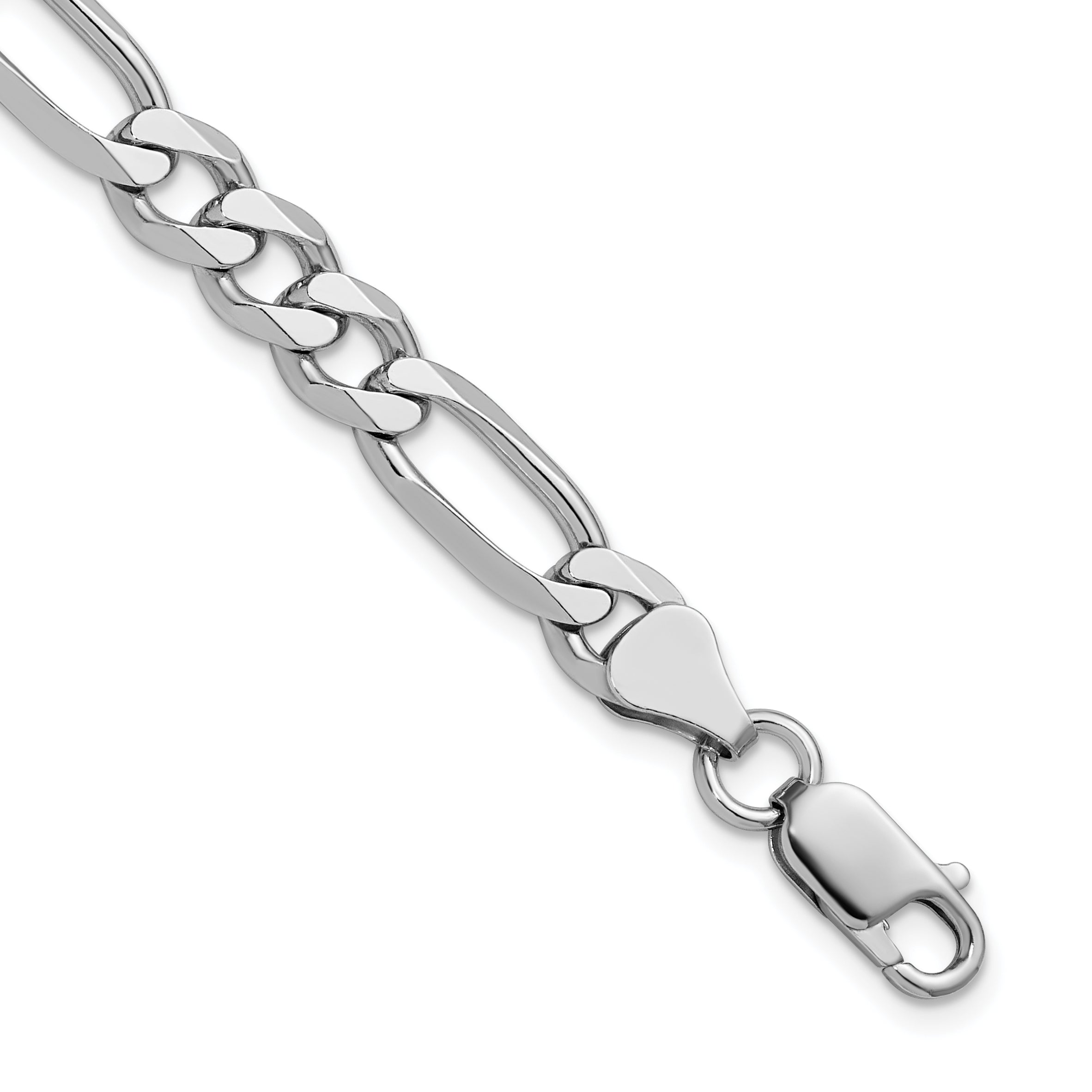 Sterling Silver Rhodium-Rhodium-Plated 6.5mm Figaro Chain