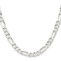 Sterling Silver Rhodium-plated 7.5mm Figaro Chain