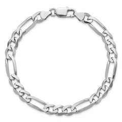 Sterling Silver Rhodium-plated 7.5mm Figaro Chain