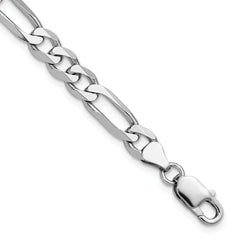 Sterling Silver Rhodium-plated 7.5mm Figaro Chain